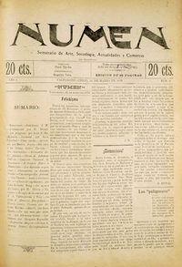 Numen. Año 1, número 9, 21 de marzo de 1919