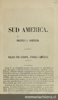 Sud América : tomo III, 24 de julio a 8 de octubre de 1851
