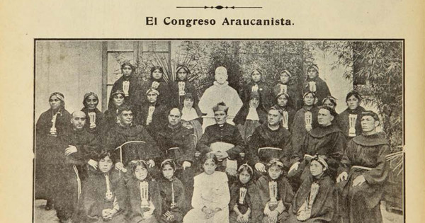 Mujeres y niñas mapuche en visita al Encargado de Negocios del Vaticano, Monseñor Francisco Vagni, junto a otros representantes de la Iglesia católica