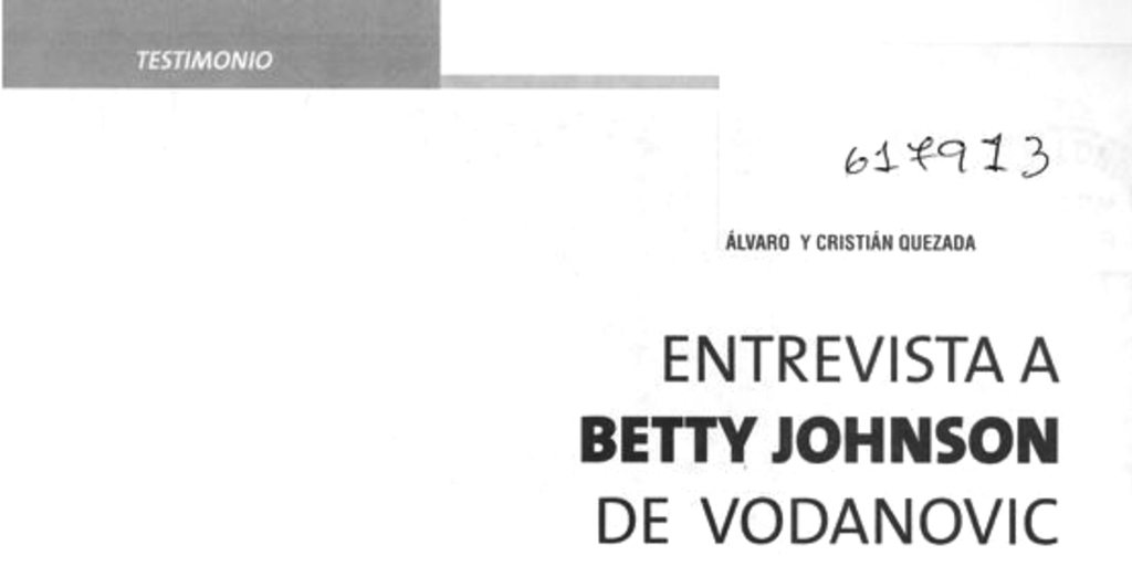 Entrevista a Betty Johnson de Vodanovic