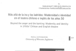 Más allá de la ira y los ladridos: Modernidad e identidad en el teatro chileno e inglés de los años 50