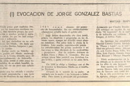 Evocación de Jorge González Bastías