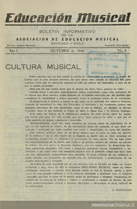 Educación Musical. Número 4, octubre de 1946