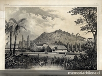 Cerro Santa Lucía, reproducción de dibujo Gillis.