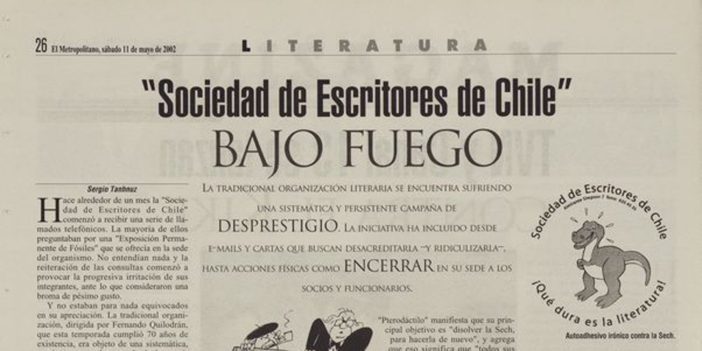 Sociedad de escritores de Chile bajo fuego
