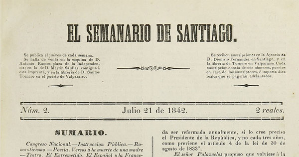 El Semanario de Santiago: número 2, 21 de julio de 1842