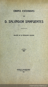 Portada de Obras escogidas (1921), de Salvador Sanfuentes.