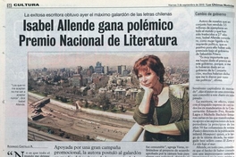  Isabel allende gana polémico Premio Nacional de Literatura