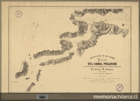 Pie de imagen: Plano del canal Pulluche[mapa] /Levantado de orden del Comandante de la Corbeta "Chacabuco" Dn. Enrique M. Simpson en marzo de 1873 por el Ga.Ma. D. Ramón Serrano.
