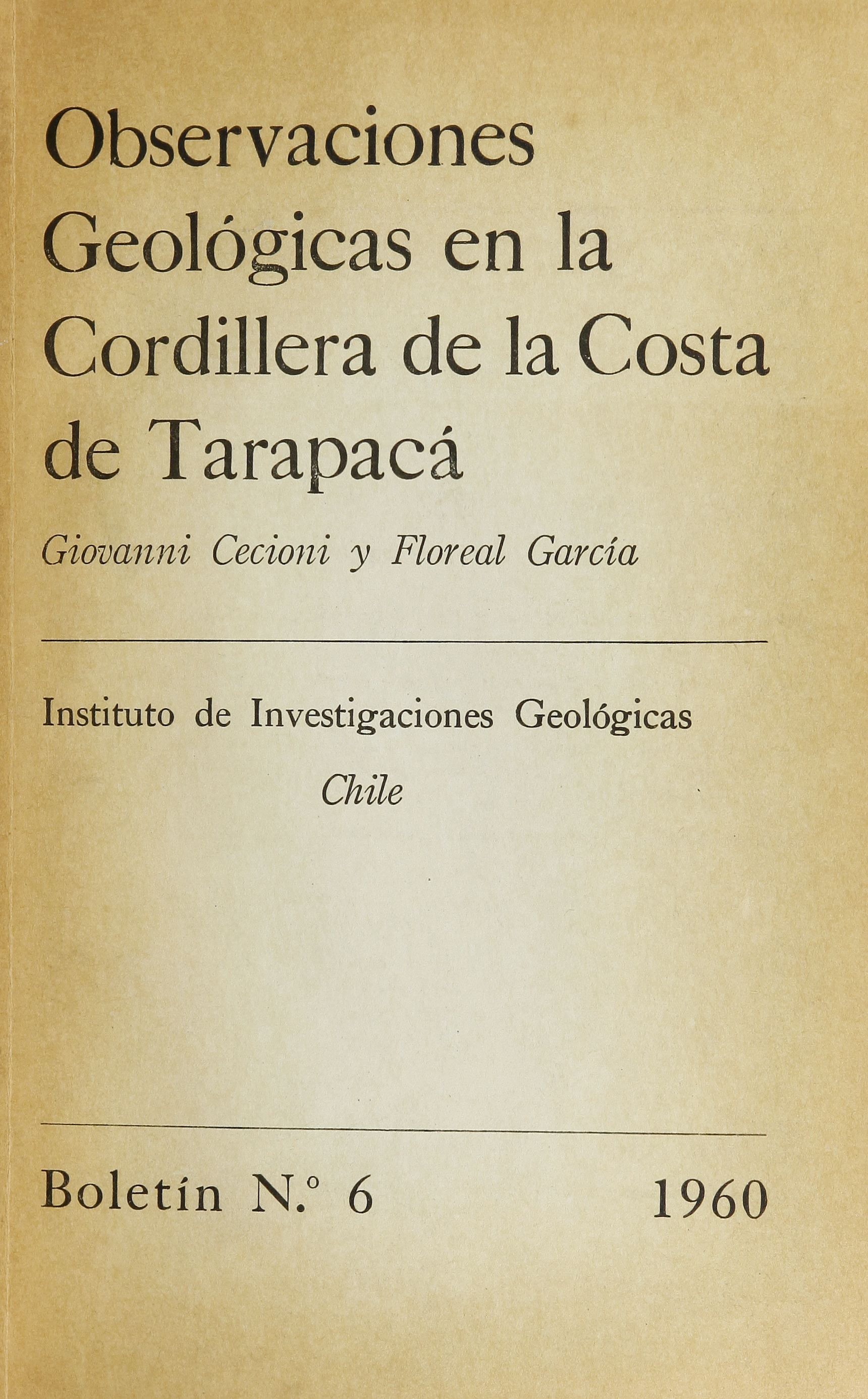Observaciones geológicas en la cordillera de la costa de Tarapacá