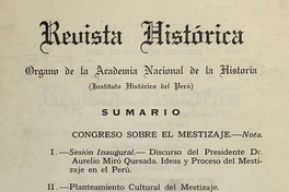 Congreso sobre el mestizaje. Lima: Academia Nacional de La Historia, 1965.
