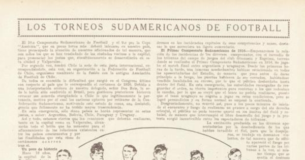 Los torneos sudamericanos de Football. Resumen General de la competencia sudamericana por la Copa América