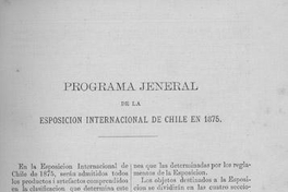 Programa jeneral de la Esposición Internacional en Chile en 1875