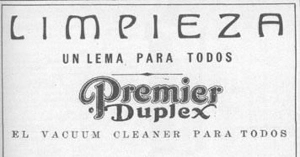 Aviso publicitario de aspiradoras, 1926