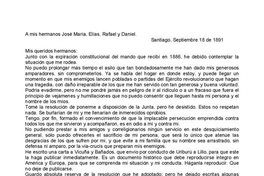 Carta a mis hermanos José María, Elías, Rafael i Daniel : Santiago, septiembre 18 de 1891