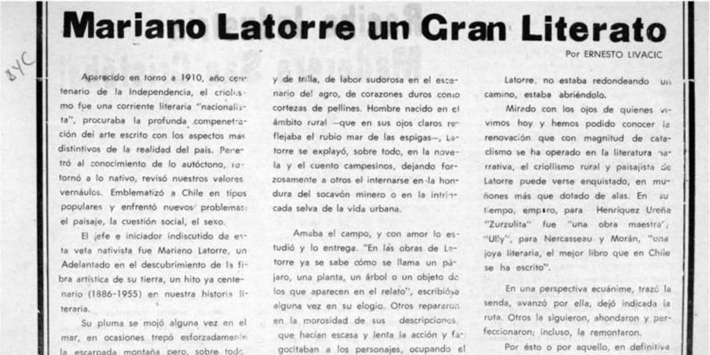 Mariano Latorre un gran literato