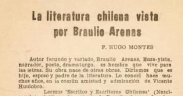 La literatura chilena vista por Braulio Arenas