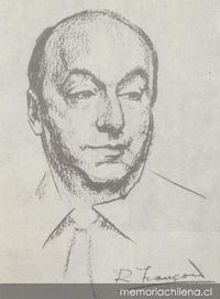 Dibujo a lápiz de Pablo Neruda