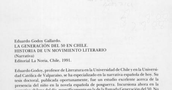 La generación del 50 en Chile : historia de un movimiento literario