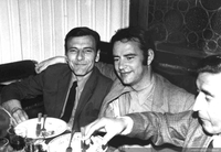 Jorge Teillier junto a Rubén Campos Aragón y Rolando Cárdenas