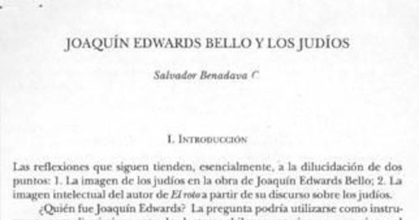 Joaquín Edwards Bello y los judíos