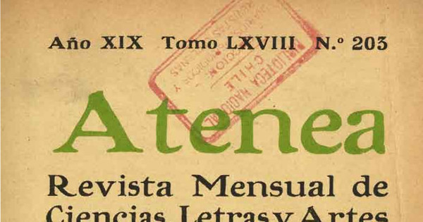 Atenea : revista mensual de ciencias, letras y arte