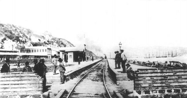 Estación Matadero ubicada entre Valparaíso y Viña del Mar, ca. 1900