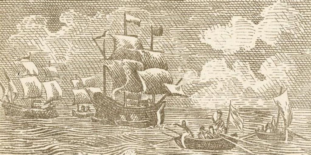 Magallanes atravesando el Estrecho en 1520