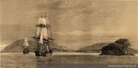 Mouillage des corvettes sur la baie Saint Nicholas, 1838