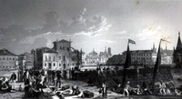 Muelle, palacio y catedral, Río de Janeiro hacia 1832