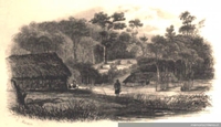 Caserío chilote cerca de Punta Arenas hacia 1830