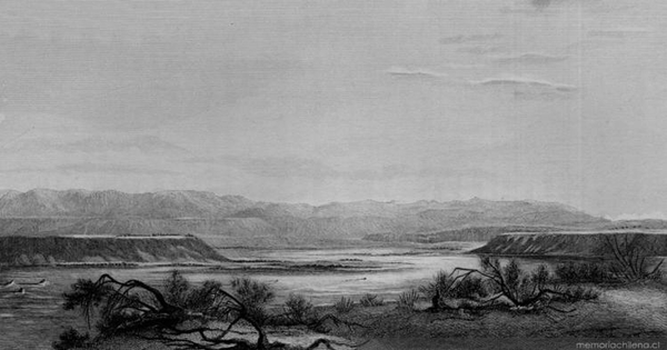 Santa Cruz river, and distant view of the Andes, 1826