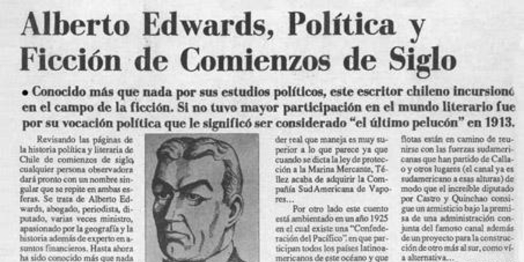 Alberto Edwards, política y ficción de comienzos de siglo
