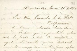 Montevideo, 26 de enero de 1879 : carta de Arturo Prat a Carmela Carvajal