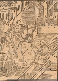 A la entrada de la ciudad, grabado del siglo XV