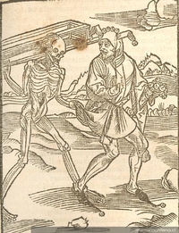 La llegada de la muerte, grabado del siglo XV