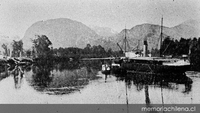 El vapor Lircay fondeado en Puerto Aysén, 1914