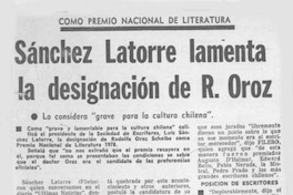 Sánchez Latorre lamenta la designación de R. Oroz
