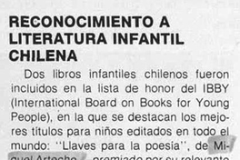 Reconocimiento a literatura infantil chilena