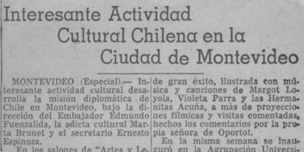 Interesante actividad cultural chilena en la ciudad de Montevideo