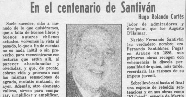 En el centenario de Santiván