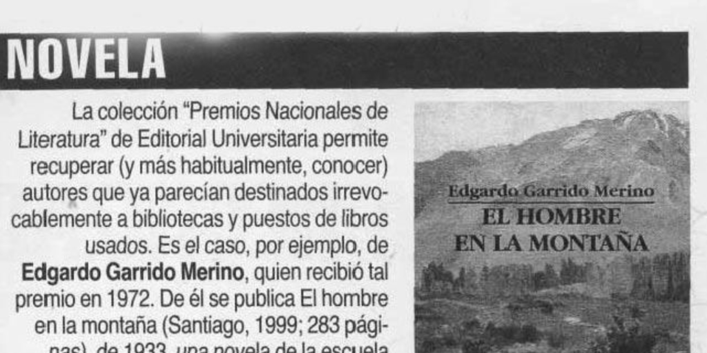 Novela : Edgardo Garrido Merino, El hombre en la montaña