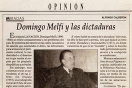 Miradas : Domingo Melfi y las dictaduras