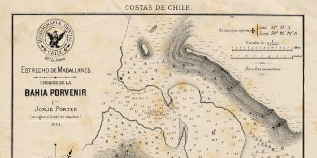Croquis de la Bahía Porvenir, Estrecho de Magallanes, 1881