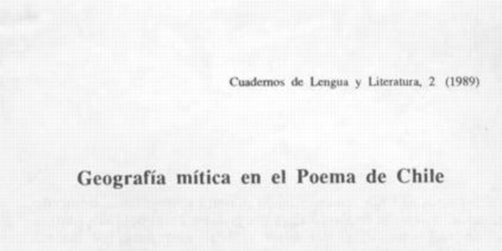 Geografía mítica en el Poema de Chile