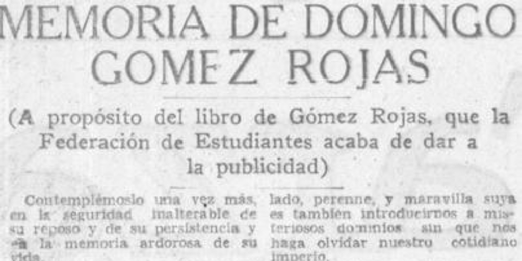 Memoria de Domingo Gómez Rojas