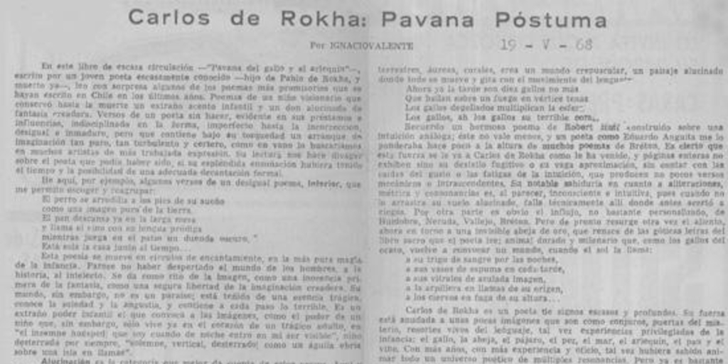 Carlos de Rokha : Pavana póstuma