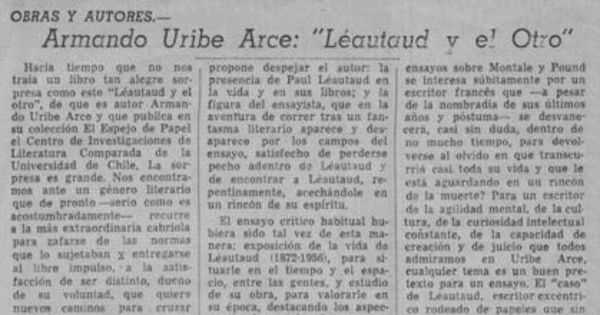 Armando Uribe Arce : Léautaud y el otro