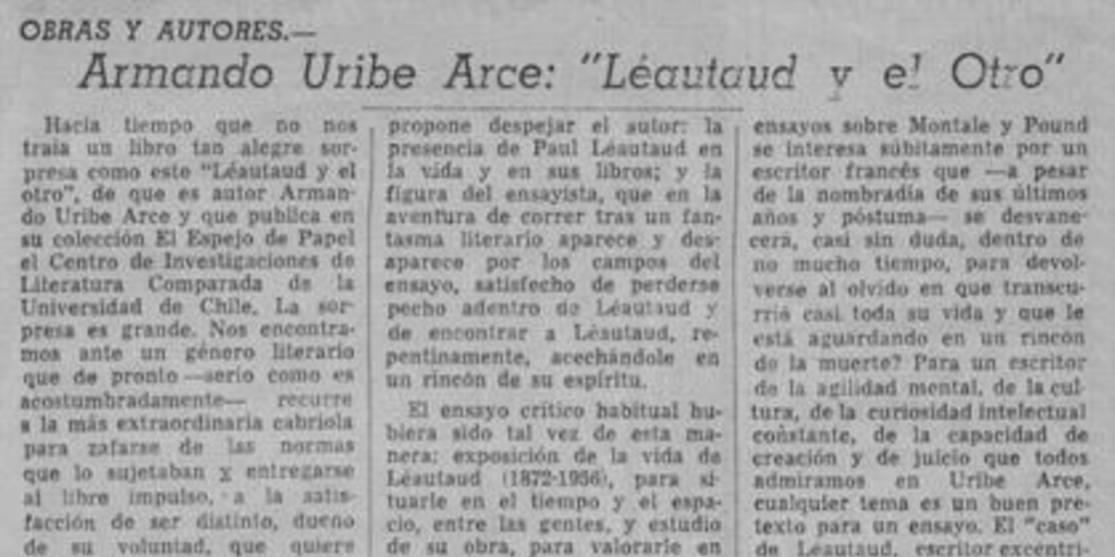 Armando Uribe Arce : Léautaud y el otro