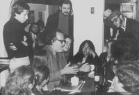 Encuentro de José Donoso con los estudiantes, organizado por la ACU